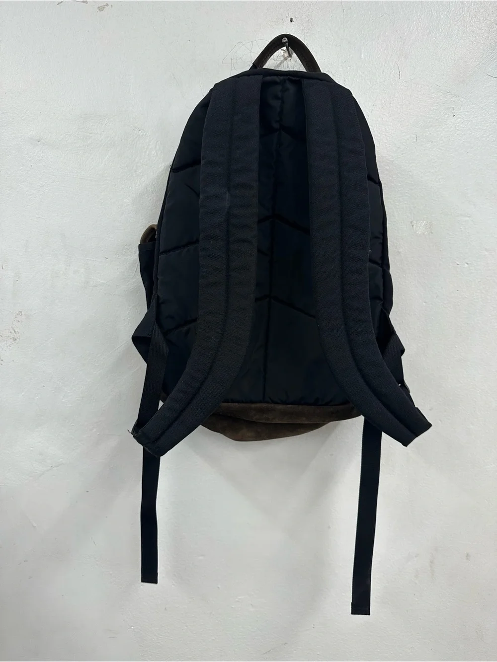 Eddie Bauer Brown & Gray Suede-Accent Men's Backpack vintage leather